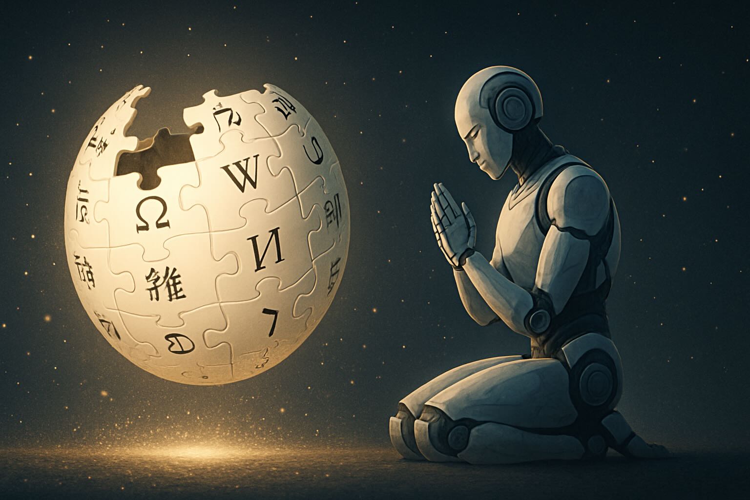 AI and Wikipedia collaboration article banner.